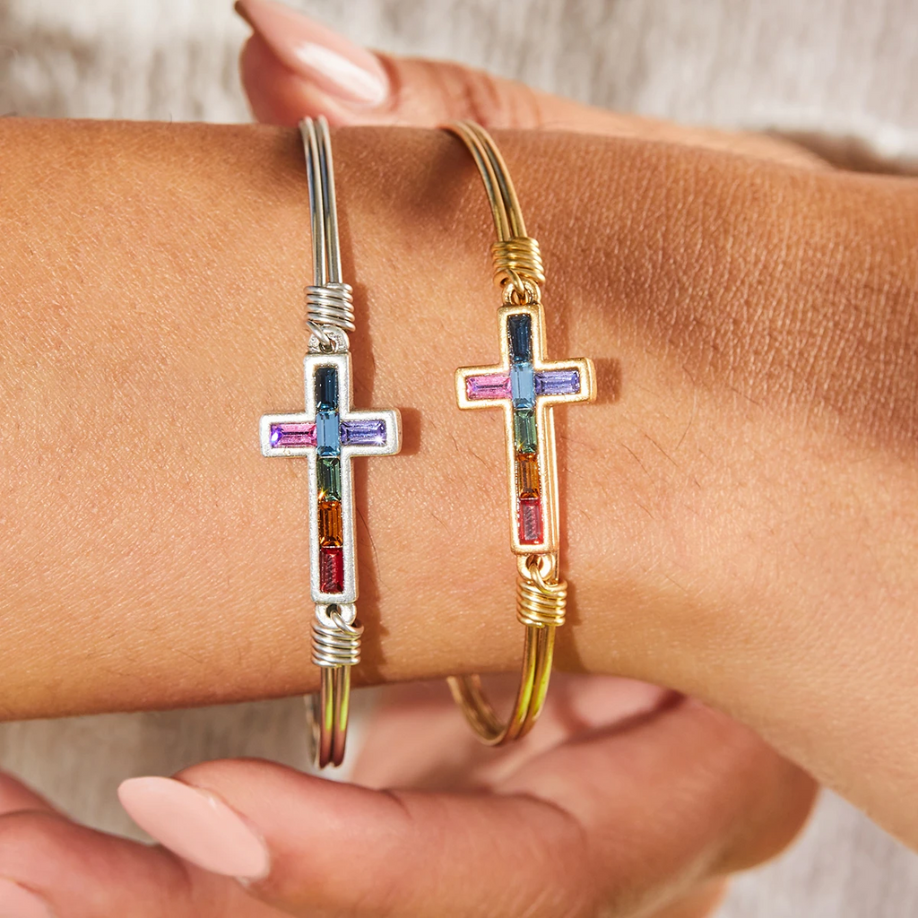 Amazon.com: Let Go, Let God Cross Charm Bangle Bracelet : Handmade Products