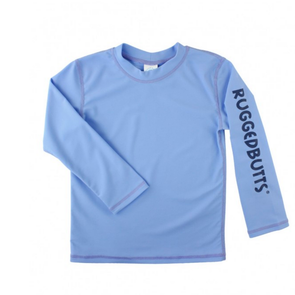 Ruffle Butts - Cornflower Blue Long Sleeve Rash Guard Shirt