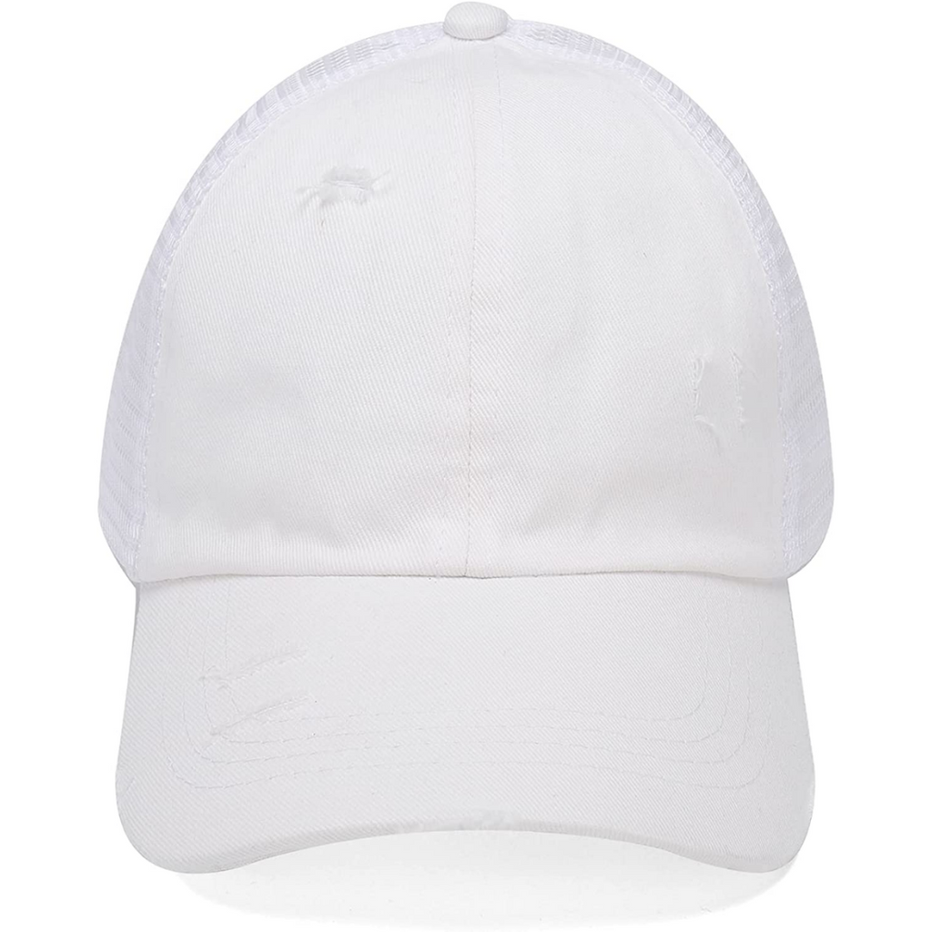 High Ponytail Hat- White/White