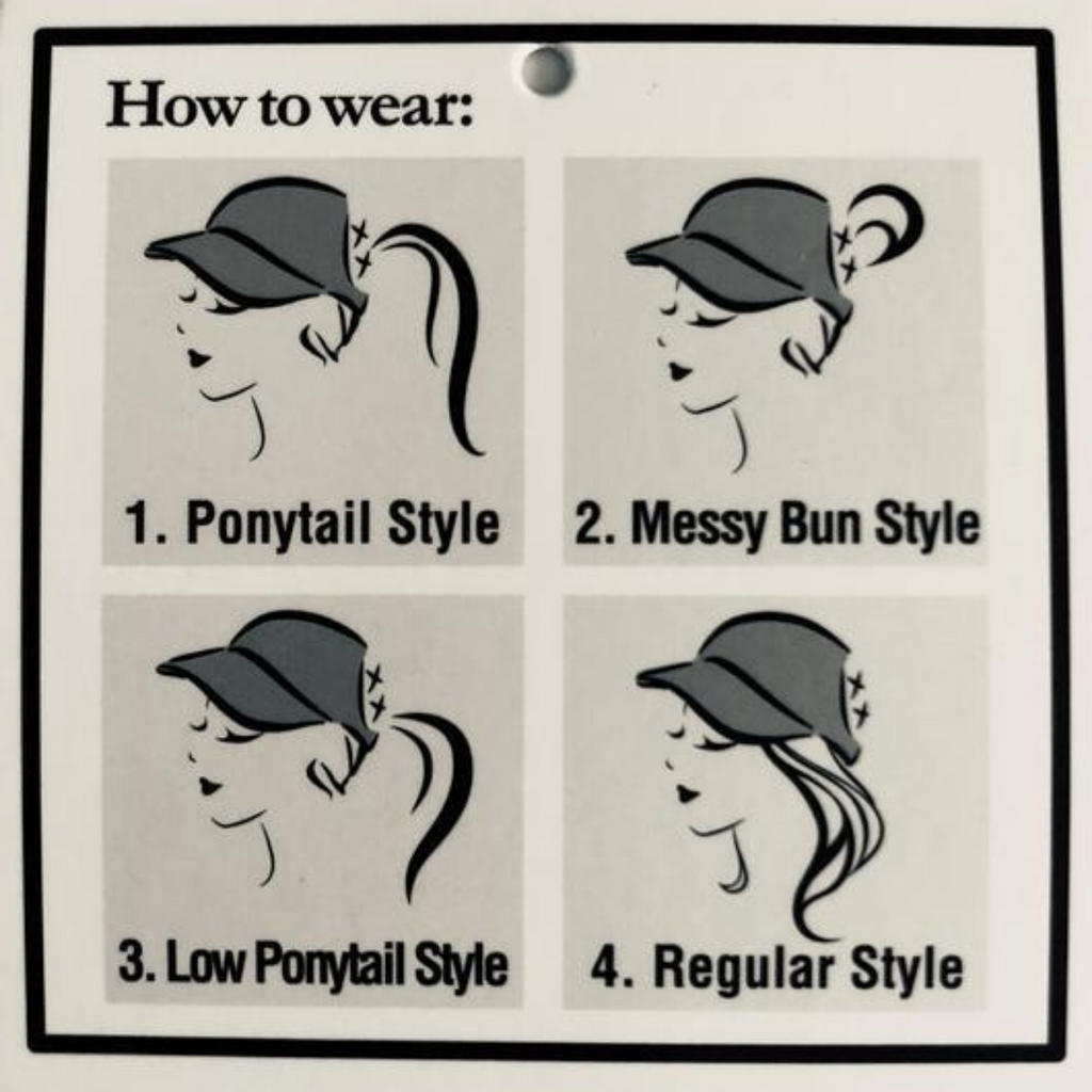 High Ponytail Hat- Distressed Black/Beige