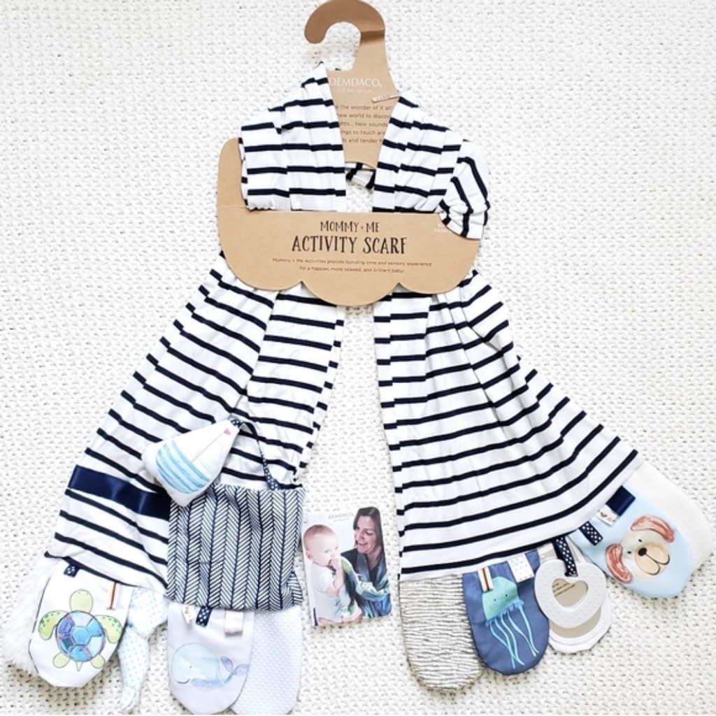 Demdaco - Mommy & Me Activity Scarf - Blue & White