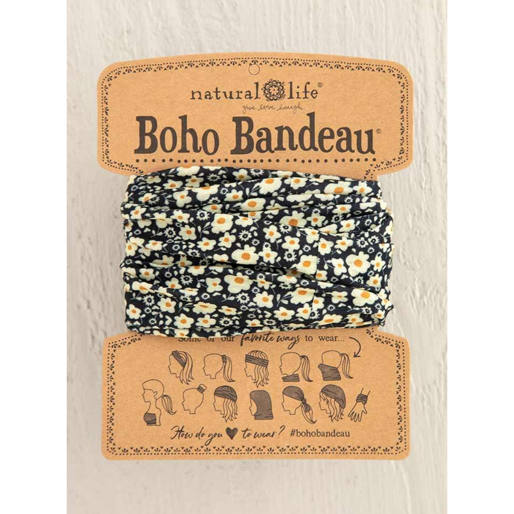 Natural Life Boho Bandeau- Black Cream Floral